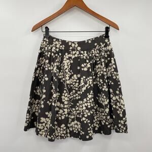 Anthropologie Moulinette Souers Pleated Fit & Flare Mini Skirt Silk Gray White 2